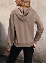 Women Hooded Pullover V-neck Top