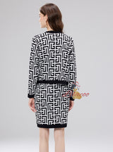 Slim-fit High Waist Contrast Dress+Cardigan Coat Two-piece Cuit