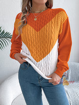 Leisure Color Matching Pullover Sweater