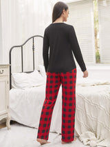 Christmas Red Plaid Long Sleeve Suit