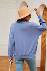 Solid Color Zipper Long Sleeve Top