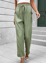 Pleats Casual Pocket Elastic Pants