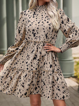 Printed Long Sleeve Stitching Dress