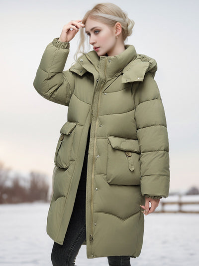 Slim-fit Cotton-padded Long Pocket Padded Coat