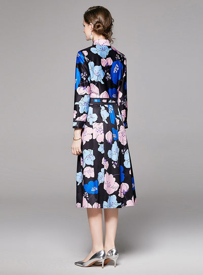 Slim Printed Long Sleeve Dress