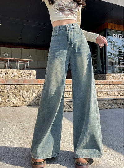 Retro Loose High Waist Straight Jeans