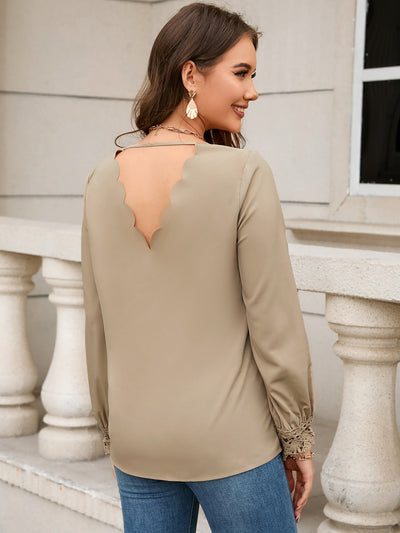 V-neck Loose Long-sleeved Blouse