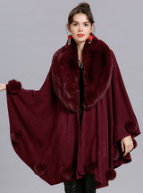 Loose Wool-like Ball Knitted Cardigan Shawl Cloak