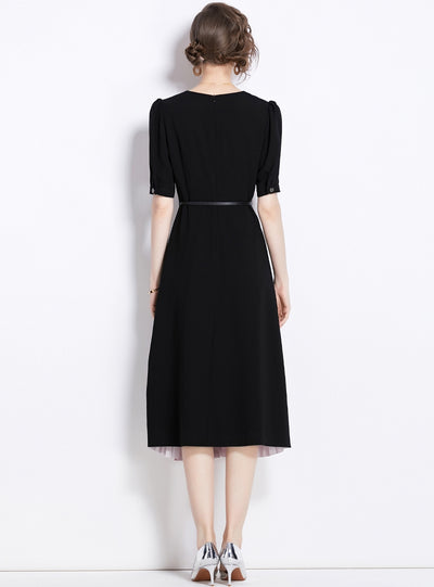 Slim-fit Short-sleeved Stitching Dress