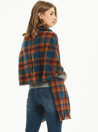 Women Warm Plaid Scarf