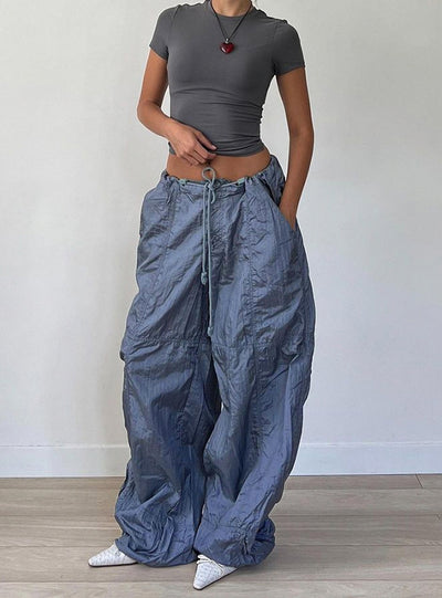 Loose Low Waist Wide-leg Pocket Pants