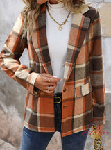 Plaid Retro Lapel Jacket Coat