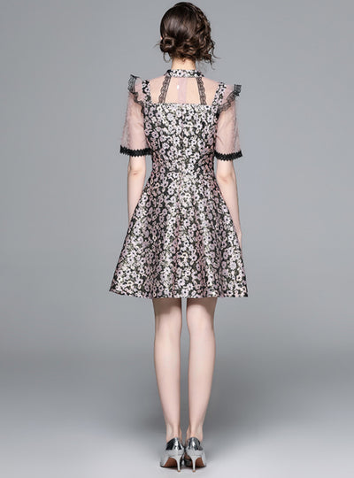 Three-dimensional Slim Waist Jacquard Dress