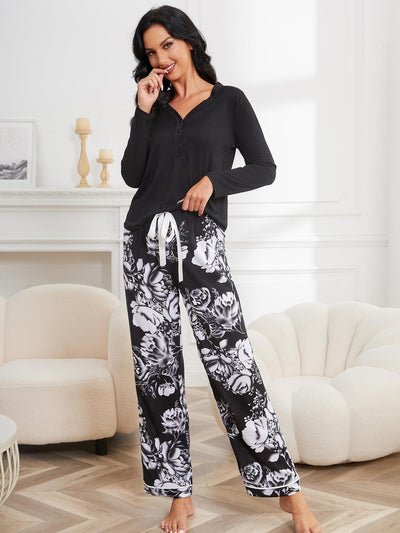 Long Sleeve Printed Trousers Suit