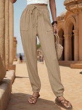 Solid Color Pocket Casual Pants