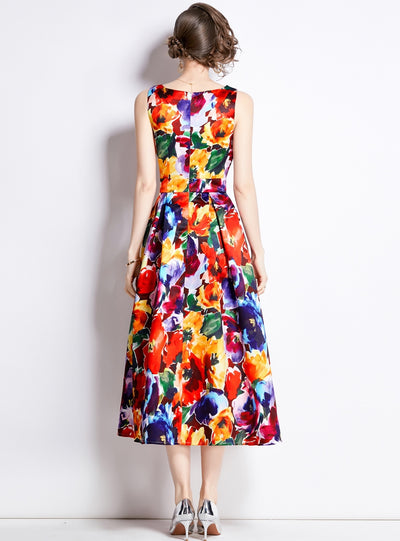 Printed Vest Slim Party Dress