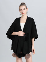 Wool Ball Knitted Shawl Coat