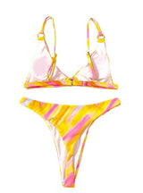 Rainbow Striped Metal Ring Bikini