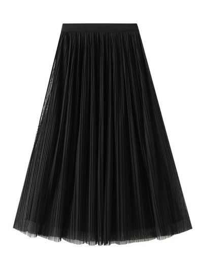 High Waist Pleated Gauze Skirt