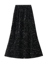 Long Sequined Velvet Fishtail Skirt