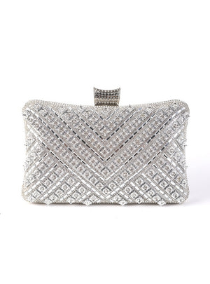 Diamond-encrusted Oblique Hanging Clutch Bag