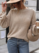 Long Sleeve Hollow Round Neck Sweater