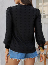 Leisure Style Solid Color Jacquard Long Sleeve Shirt