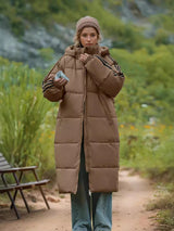 Hood Thickened Long Cotton-padded Down Jacket