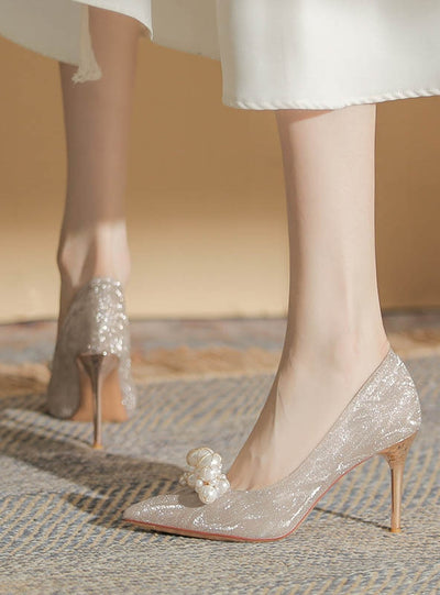 Pearl Crystal Pointed Stiletto Heels