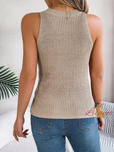 Twist Button Sleeveless Top Sweater