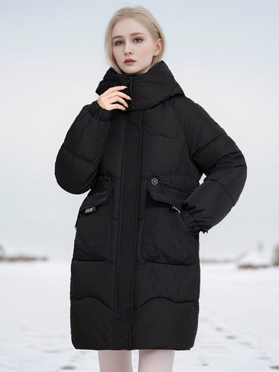 Loose Hooded Medium and Long Cotton-padded Jacket