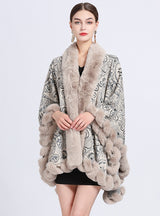 Jacquard Shawl Cloak Knitted Cardigan Loose Coat