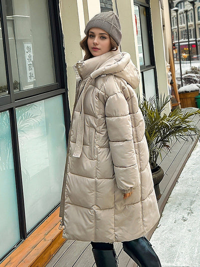 Loose Long Hooded Knee-length Cotton-padded Jacket