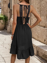 Lotus Leaf V-neck Lace Stitching Sling Dress