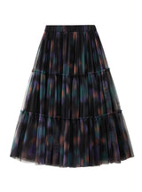 High Waist and Slim Gradient Tie-dyed Gauze Skirt