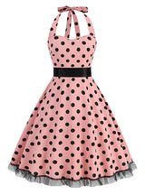 Retro Lace Stitching Polka-dot Dress