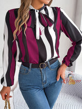 Women Contrast Striped Chiffon Shirt