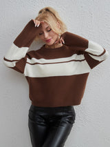 Women Color Matching Casual Sweater