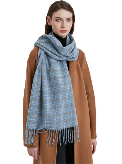 Women Fringed Plaid Scarf Shawl