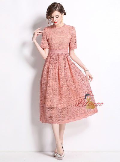 Women Slim and Openwork Lace Dress