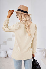 Solid Color Jacquard Long Sleeve T-shirt