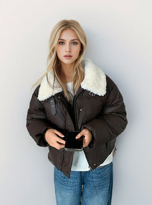 Thick Warm Solid Color Loose Cotton-padded Coat