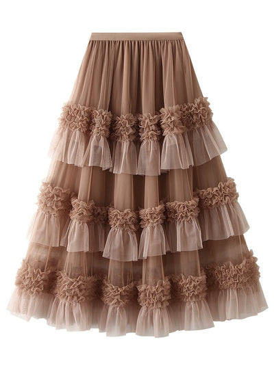 Women Mesh Cake Skirt