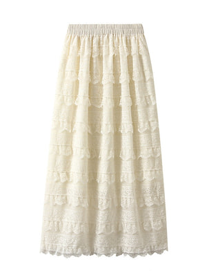 High Waist and Slim Lace Stitching Cake Skirt