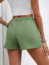 Casual Elastic Waist Double Pocket Shorts