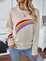 Fashion Rainbow Striped Jacquard Sweater