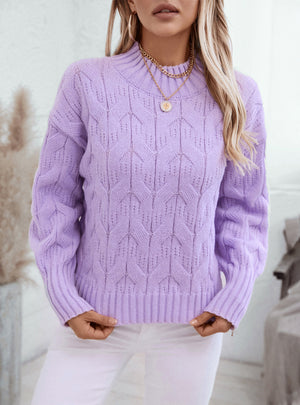 Semi-high Neck Twist Loose Twisted Pullover Sweater