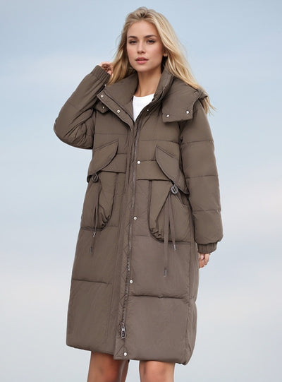 Thick and Loose Medium and Long Over-the-knee Hooded Coat