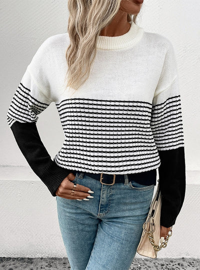 Long Sleeve Striped Contrast Sweater