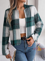 Casual Plaid Long-sleeved Woolen Coat